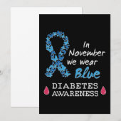 In november draag we Blue, Diabetes Awareness Kaart (Voorkant / Achterkant)