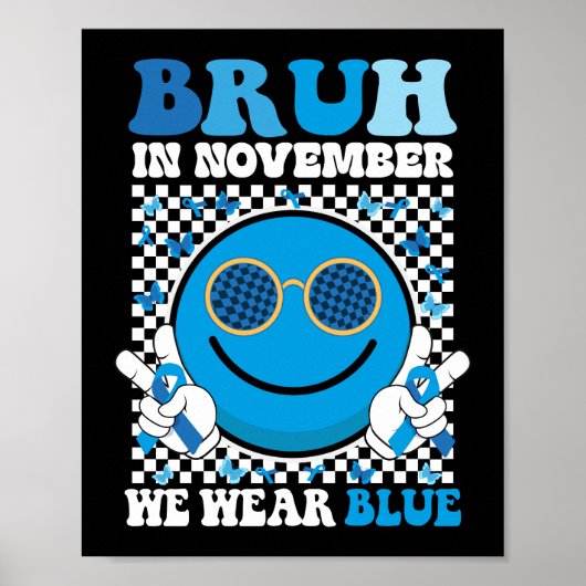 In november Draag we Blue Diabetes Awareness Poster (Voorkant)