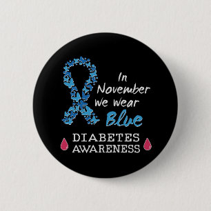 In november draag we Blue, Diabetes Awareness Ronde Button 5,7 Cm