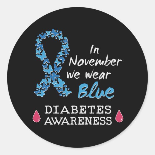 In november draag we Blue, Diabetes Awareness Ronde Sticker (Voorkant)