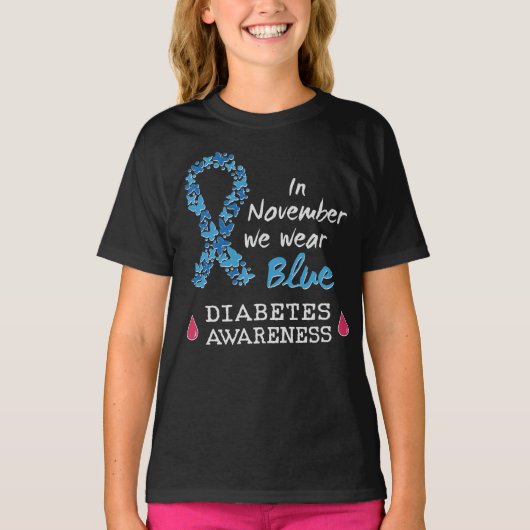 In november draag we Blue, Diabetes Awareness T-shirt (Voorkant)