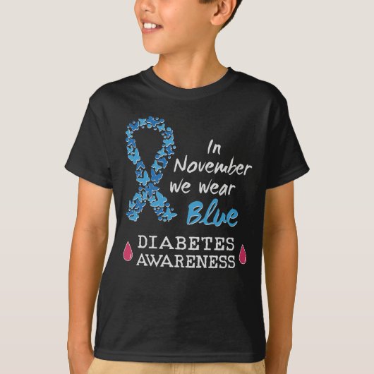In november draag we Blue, Diabetes Awareness T-shirt (Voorkant)