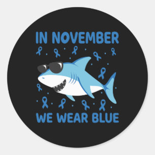 In november Draag we Blue Diabetes Kind Boy aan Ronde Sticker