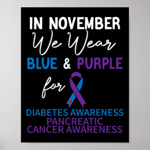 In november Draag we Blue en Paarse Diabetes Pancr Poster