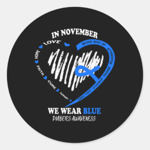 In november Draag we Blue Messy Bun Diabetes Aware Ronde Sticker