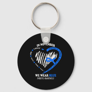 In november Draag we Blue Messy Bun Diabetes Aware Sleutelhanger