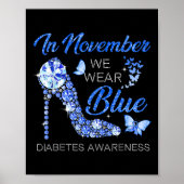 In november Draag we Blue Ribbon High Hieldiabetes Poster (Voorkant)
