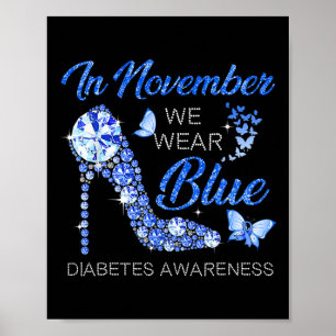 In november Draag we Blue Ribbon High Hieldiabetes Poster