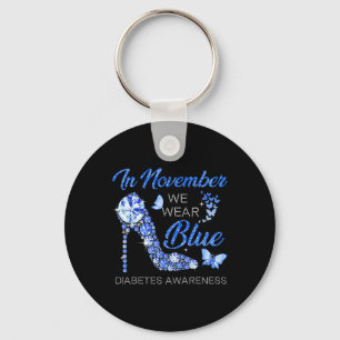 In november Draag we Blue Ribbon High Hieldiabetes Sleutelhanger