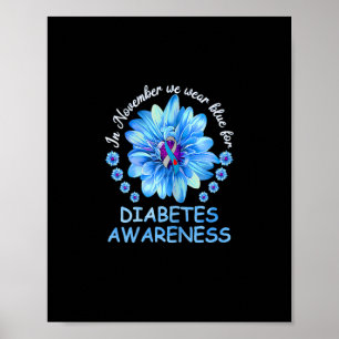 In november Draag we Blue Sunflower Diabetes Aware Poster