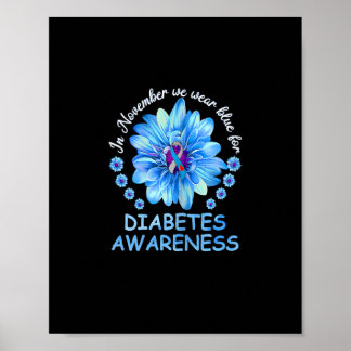 In november Draag we Blue Sunflower Diabetes Aware Poster