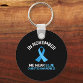 In november Draag we Blue Support Diabetes Awarene Sleutelhanger (Voorkant)