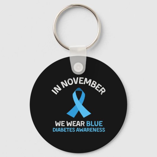 In november Draag we Blue Support Diabetes Awarene Sleutelhanger (Voorkant)