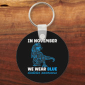 In november Draag we Blue T-rex Sleutelhanger (Voorkant)