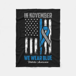 In november Draag we Blue Usa Vlag Diabetes Awaren Fleece Deken