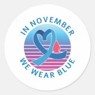 In november Draag we de maand waarin we de blauwdi Ronde Sticker