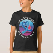 In november Draag we de maand waarin we de blauwdi T-shirt (Voorkant)