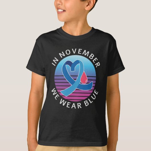 In november Draag we de maand waarin we de blauwdi T-shirt (Voorkant)