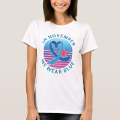 In november Draag we de maand waarin we de blauwdi T-shirt (Voorkant)