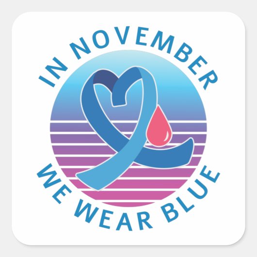 In november Draag we de maand waarin we de blauwdi Vierkante Sticker (Voorkant)
