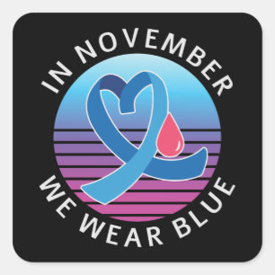 In november Draag we de maand waarin we de blauwdi Vierkante Sticker