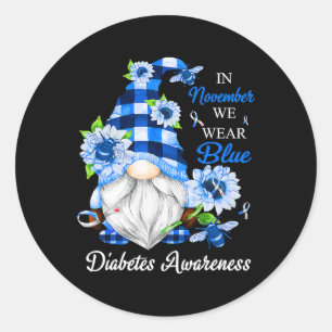In november Draag we het bewustzijn van blauwe gno Ronde Sticker