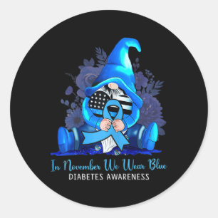In november Draag we het bewustzijn van blauwe gno Ronde Sticker