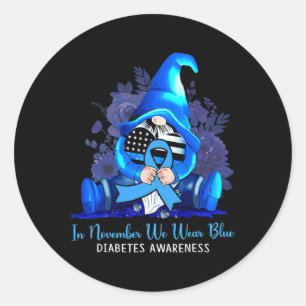 In november Draag we het bewustzijn van blauwe gno Ronde Sticker