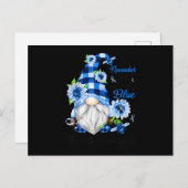 In november Draag we het bewustzijn van de blauwe  Uitnodiging Briefkaart (Voorkant / Achterkant)