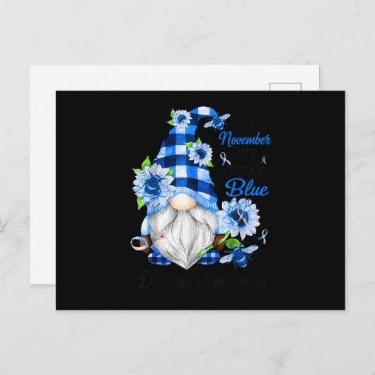 In november Draag we het bewustzijn van de blauwe Uitnodiging Briefkaart (Voorkant / Achterkant)