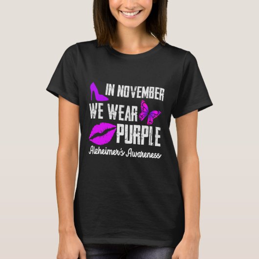 In november Draag we het bewustzijn van Paarse Alz T-shirt (Voorkant)