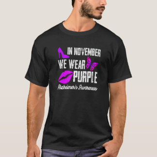 In november Draag we het bewustzijn van Paarse Alz T-shirt