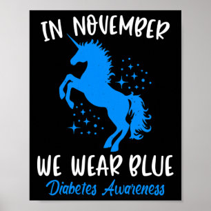 In november Draag we het Blue Diabetes Awareness F Poster