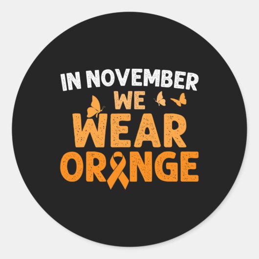 In november Draag we Oranje CRPS-bewustzijn Ronde Sticker (Voorkant)