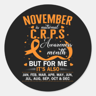 In november Draag we Oranje lint CRPS Awareness M Ronde Sticker