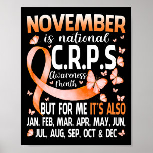 In november Draag we Oranje Ribbon CRPS Bewustheid Poster