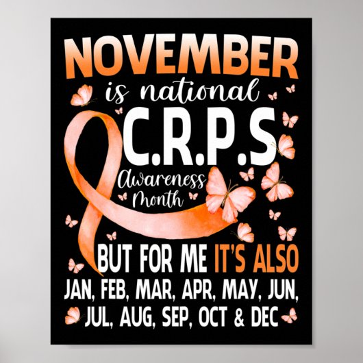 In november Draag we Oranje Ribbon CRPS Bewustheid Poster (Voorkant)