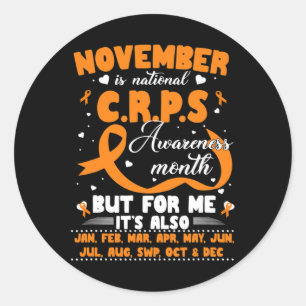 In november Draag we Oranje Ribbon CRPS Bewustheid Ronde Sticker