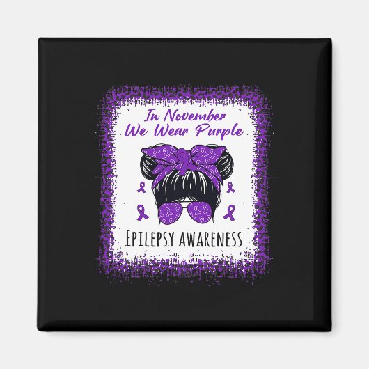 In november Draag we Paars Messy Bun Epilepsy Awar Magneet (Voorkant)