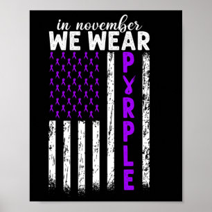 In november Draag we Paarse alvleesklierkanker USA Poster