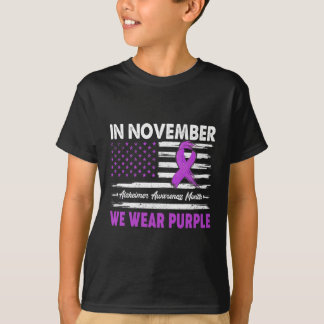 In november Draag we Paarse Alzheimer Awareness Ma T-shirt