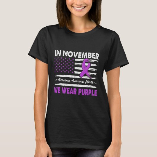 In november Draag we Paarse Alzheimer Awareness Ma T-shirt (Voorkant)