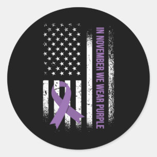 In november Draag we Paarse - epilepsie bewustzijn Ronde Sticker