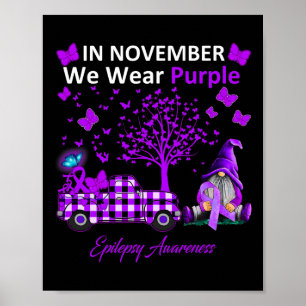 In november Draag we Paarse epilepsie-bewustzijnsc Poster