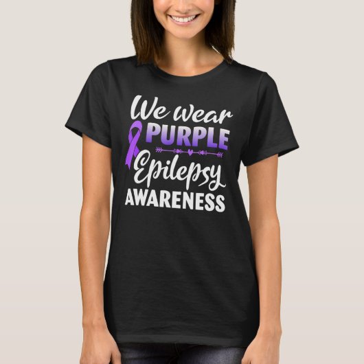 In november Draag we Paarse Epilepsy Bewustheid Pu T-shirt (Voorkant)