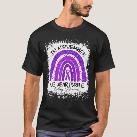 In november Draag we Paarse Epilepsy Bewustheid T-shirt (Voorkant)