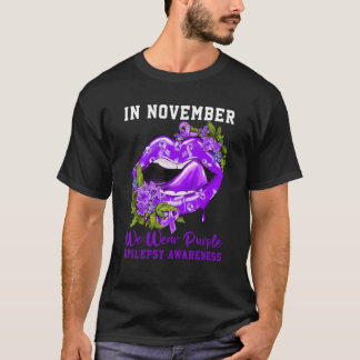 In november Draag we Paarse Epilepsy Bewustheid T-shirt