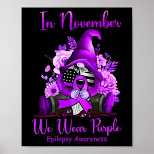 In november Draag we Paarse Gnome Ribbon Epilepsie Poster