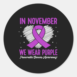 In november Draag we Paarse pancreaskanker Ronde Sticker