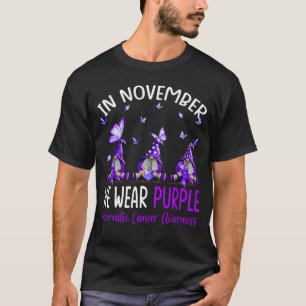 In november Draag we Paarse pancreaskanker T-shirt